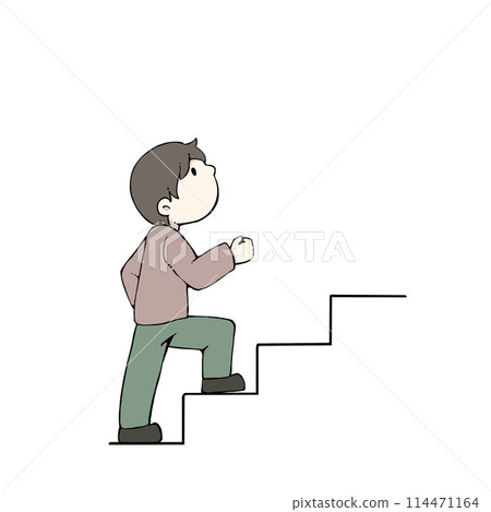 Illustration of a man climbing the stairs 114471164
