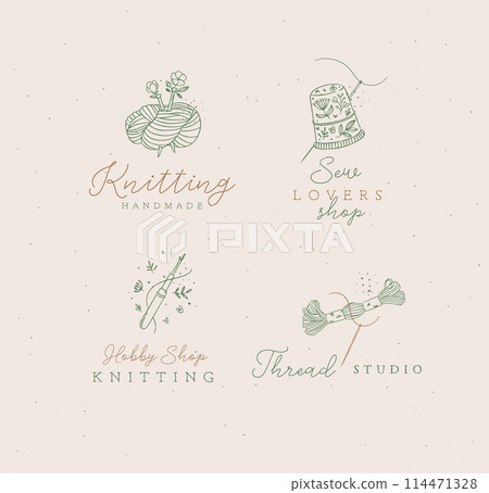 Sewing elements with lettering green 114471328