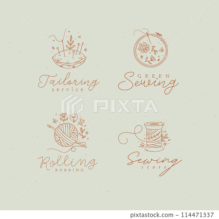 Sewing labels with lettering turquoise Sewing labels with lettering turquoise 114471337