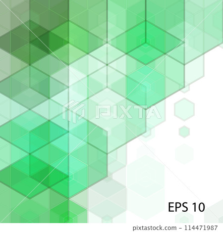 Green hexagon background, pattern, hexagon wallpaper. Vector illustration. 114471987