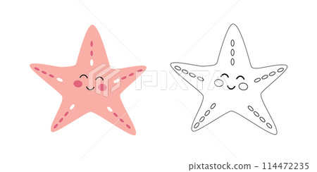 Coloring book cute pink starfish Coloring book cute pink starfish 114472235