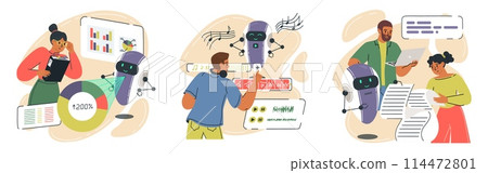 Entrepreneur, musician and copywriter characters using AI Entrepreneur, musician and copywriter characters using AI 114472801