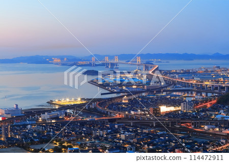 【香川縣】從青山展望台看到的瀨戶大橋及其夜景（瀨戶大橋燈飾） 114472911