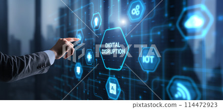 Digital disruption technology background. Innovation business concept Digital disruption technology background. Innovation business concept 114472923