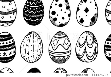 seamless pattern of Easter eggs. vector drawing in doodle style seamless pattern of Easter eggs. vector drawing in doodle style 114473203