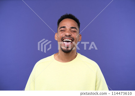 Emotional young black guy in casual raising fists up studio background, celebrating success, happy handsome african american millennial man sharing good emotions, copy space Emotional young black guy in casual raising fists up studio background, celebrating success, happy handsome african american millennial man sharing good emotions, copy space 114473610