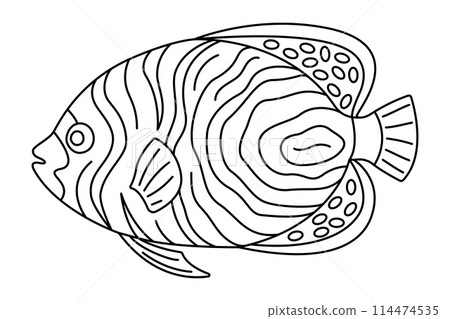 Tropical Fish Hand Drawn line art Coloring page Tropical Fish Hand Drawn line art Coloring page 114474535