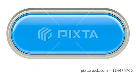 Blue web push button, oval. 3D rendering 114474766