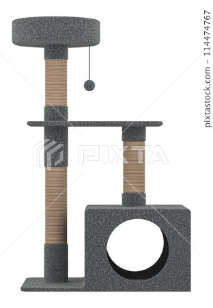 Cat Tree with Toy, Cat Tower condo for Indoor Cats with sisal scratching posts. 3D rendering 114474767