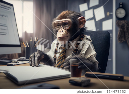 monkey working in office 114475262