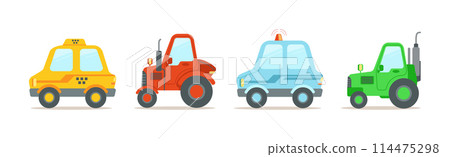 Toy Car and City Transport Colorful Vector Set 114475298