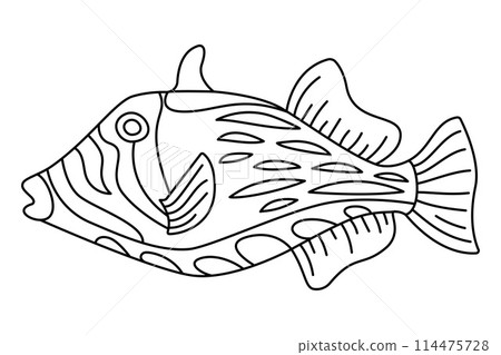 Tropical Fish Hand Drawn line art Coloring page Tropical Fish Hand Drawn line art Coloring page 114475728