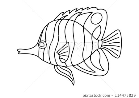 Tropical Fish Hand Drawn line art Coloring page Tropical Fish Hand Drawn line art Coloring page 114475829