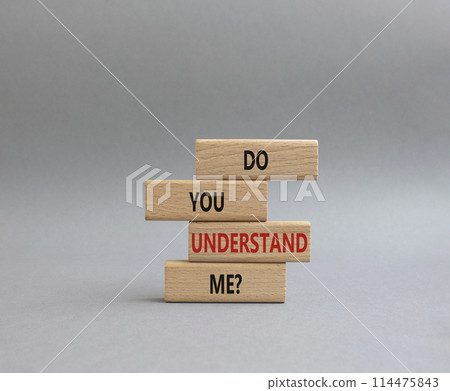 Do you understand me symbol. Concept words Do you understand me on wooden blocks. Beautiful grey background. Business and Do you understand me concept. Copy space. 114475843