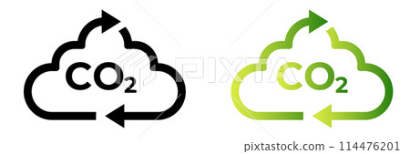 Co2 carbon dioxide cycle icon. Co2 emissions neutral 114476201