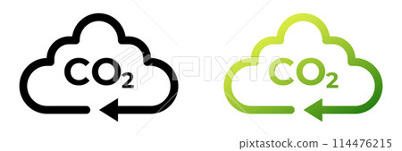 Co2 carbon dioxide cycle icon. Co2 emissions neutral 114476215