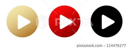 Red play button icon. Simple red play button. Red play button icon. Simple red play button. 114476277