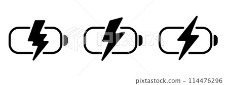 battery charge Thunderbolt Energy Flash Iconic Vector Logo battery charge Thunderbolt Energy Flash Iconic Vector Logo 114476296