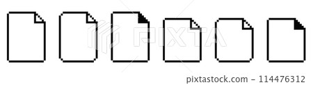 8 bit document icon. Pixel 8bit text file old retro symbol 114476312
