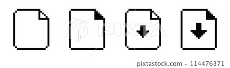 8 bit document icon. Pixel 8bit text file old retro symbol 114476371