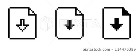 8 bit document icon. Pixel 8bit text file old retro symbol 8 bit document icon. Pixel 8bit text file old retro symbol 114476389