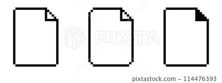 8 bit document icon. Pixel 8bit text file old retro symbol 114476393