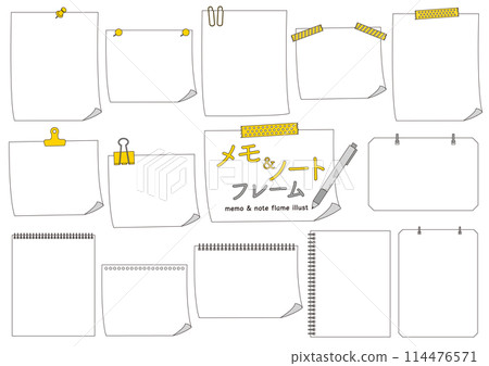 各種備忘錄和筆記本的插圖一組_線描 114476571