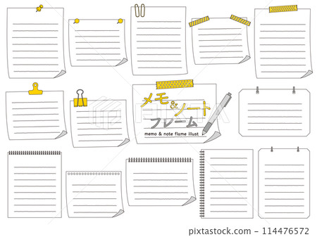 一套橫格備忘錄和筆記本插圖_線條畫 114476572