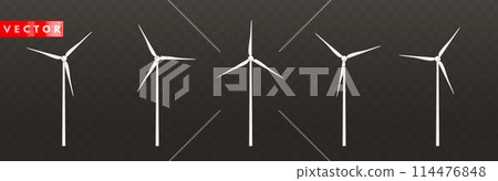 White 3d wind turbines with vanes 114476848