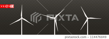 White 3d wind turbines with vanes 114476849
