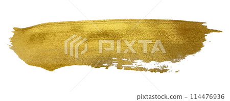 Golden Brush stroke. Gold paint stroke 114476936