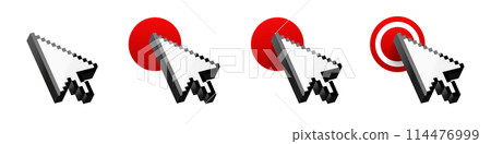 Click cursor 3d gold icon. Computer mouse pointer vector arrow Click cursor 3d gold icon. Computer mouse pointer vector arrow 114476999