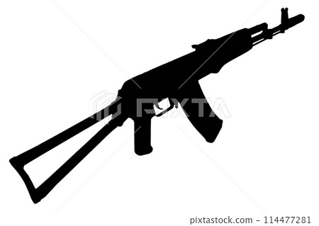 kalashnikov aks74 assault rifle black silhouette 114477281