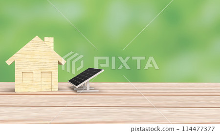 The solar cell and house for eco or environment image 3d rendering 114477377