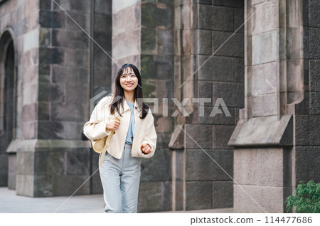 走在城市的一名婦女 走在城市的一名婦女 114477686