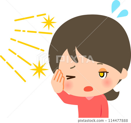 A woman squinting her eyes because the light is too bright 114477888