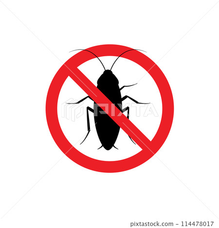 Cockroach anti bug insect vector sign. Fumigation cockroach control illustration logo design 114478017