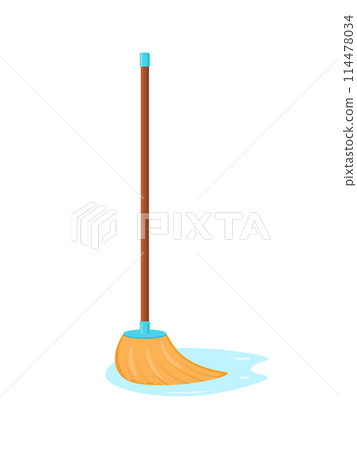 Mop bucket floor clean vector icon. Water mop wash cleaning isolated toilet bucket cartoon icon. 114478034