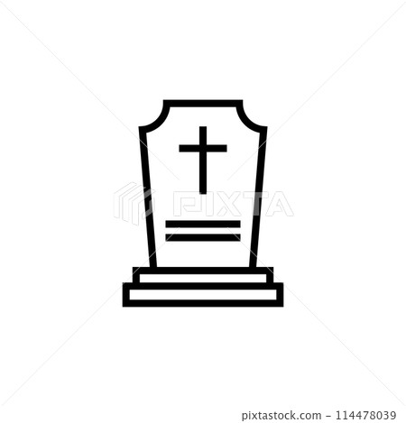 Rip grave vector icon. Tombstone Gravestone death rest in peace flat funeral symbol. 114478039