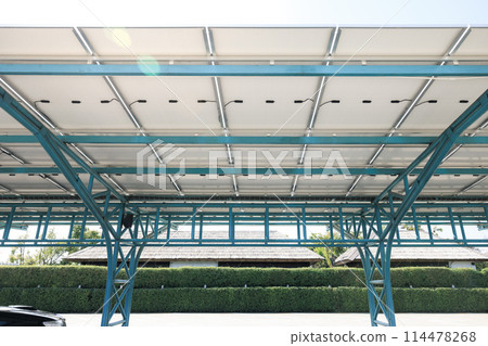 Solar car parking or parking lot with concept of green clean power energy. 114478268