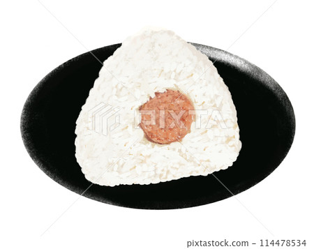1 rice ball (grilled cod roe) with plate 1 rice ball (grilled cod roe) with plate 114478534