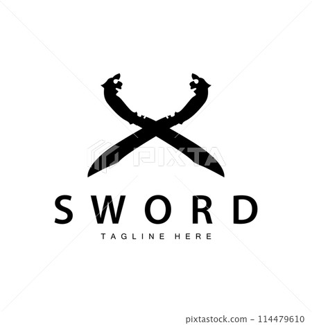 Sword weapon inspiration silhouette design illustration simple minimalist sword logo template 114479610