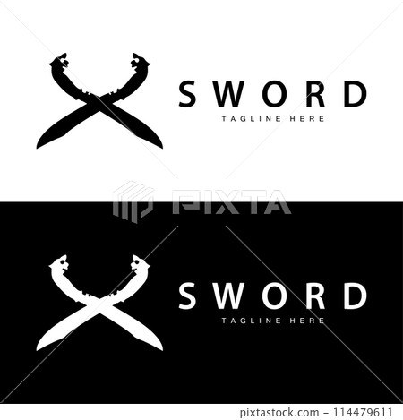 Sword weapon inspiration silhouette design illustration simple minimalist sword logo template 114479611