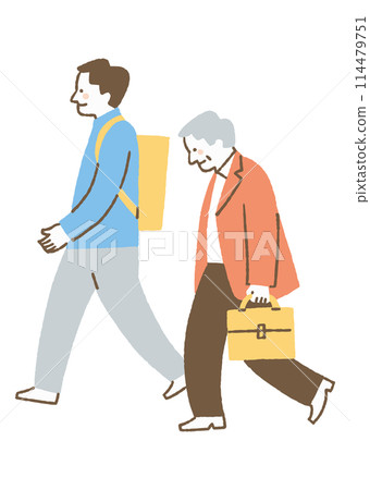 Male office workers in their 20s and 60s on their way to work_Color 114479751
