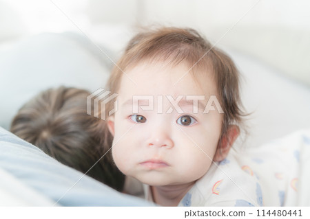 Waking up, nap, baby, brothers, good friends 114480441