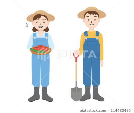 Full body illustration of male and female farmers Full body illustration of male and female farmers 114480485