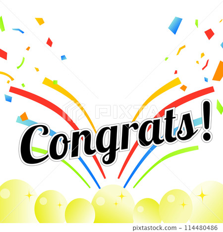 Illustration of confetti flying out of a congratulations card 114480486