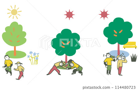 一組從初夏到盛夏舒適運動的情侶插畫素材 一組從初夏到盛夏舒適運動的情侶插畫素材 114480723