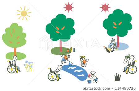 一群坐著輪椅的老人從初夏到盛夏愉快散步的插畫素材 一群坐著輪椅的老人從初夏到盛夏愉快散步的插畫素材 114480726