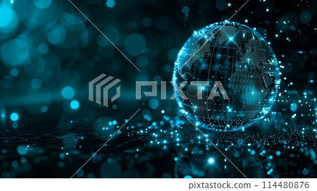 Global network connection background,world map, Generative AI 114480876